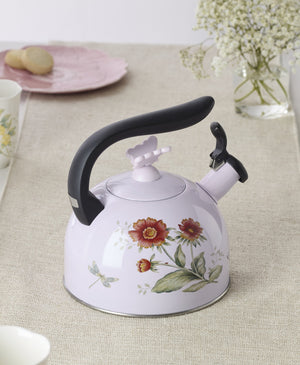 Lenox Butterfly Meadow Enamelware Stovetop Tea Kettle with Floral Motif for Kitchen Brewing Butterfly Meadow Colors 897923