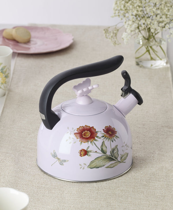 Lenox Butterfly Meadow Enamelware Stovetop Tea Kettle with Floral Motif for Kitchen Brewing Butterfly Meadow Colors 897923