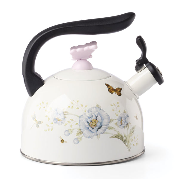 Lenox Butterfly Meadow Enamelware Stovetop Tea Kettle with Floral Motif for Kitchen Brewing Butterfly Meadow 897924