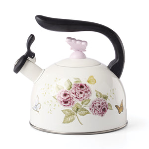 Lenox Butterfly Meadow Enamelware Stovetop Tea Kettle with Floral Motif for Kitchen Brewing Butterfly Meadow 897924
