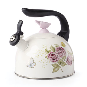 Lenox Butterfly Meadow Enamelware Stovetop Tea Kettle with Floral Motif for Kitchen Brewing Butterfly Meadow 897924