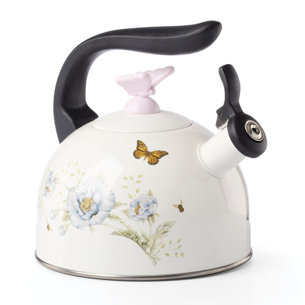 Lenox Butterfly Meadow Enamelware Stovetop Tea Kettle with Floral Motif for Kitchen Brewing Butterfly Meadow 897924