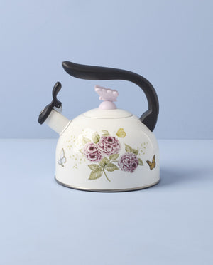Lenox Butterfly Meadow Enamelware Stovetop Tea Kettle with Floral Motif for Kitchen Brewing Butterfly Meadow 897924