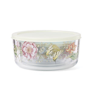 Lenox Butterfly Meadow Floral Glass Food Storage Set of 4 Microwave Safe Kitchen Containers 897944