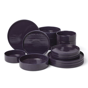 Lenox Modulus Glazed Porcelain Zen Ridged Stackable Dinnerware Set Dishwasher Safe for Kitchen 16-Piece Dinnerware Set 897948