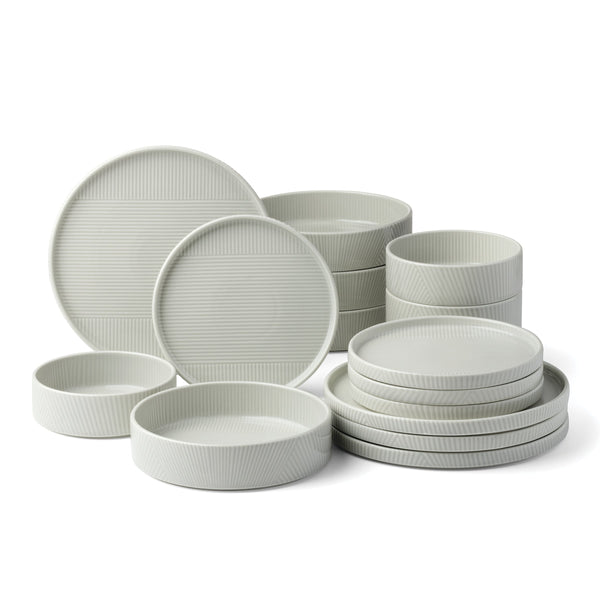 Lenox Modulus Glazed Porcelain Dinnerware Set with Zen Garden Texture Stackable for Everyday Tables 16-Piece Dinnerware Set 897949