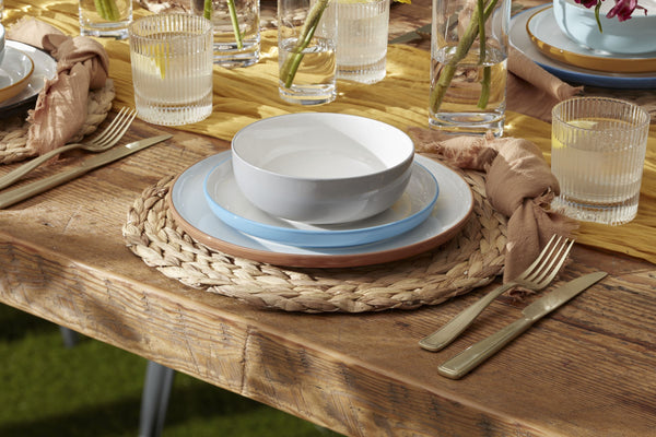 Lenox 24 Seven Colors Ombre Porcelain Dinnerware Set for Everyday Dining and Entertaining Taupe / Grey 897980