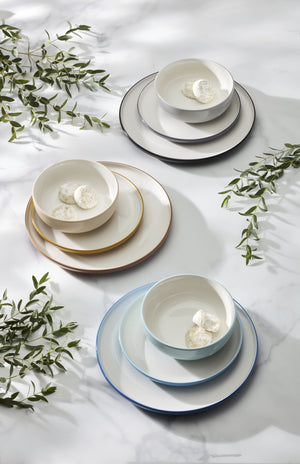 Lenox 24 Seven Colors Ombre Porcelain Dinnerware Set for Everyday Dining and Entertaining Taupe / Grey 897980