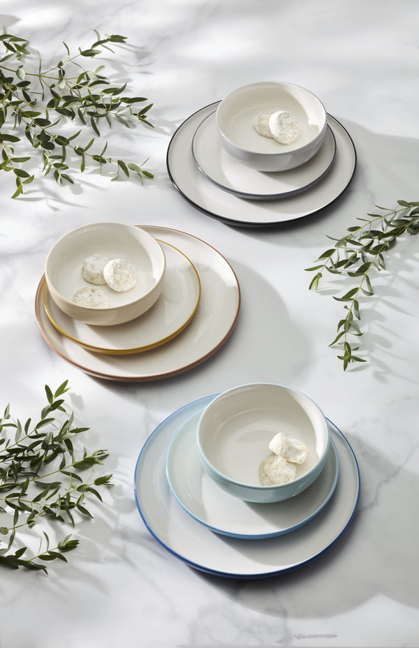 Lenox 24 Seven Colors Ombre Porcelain Dinnerware Set for Everyday Dining and Entertaining Taupe / Grey 897980