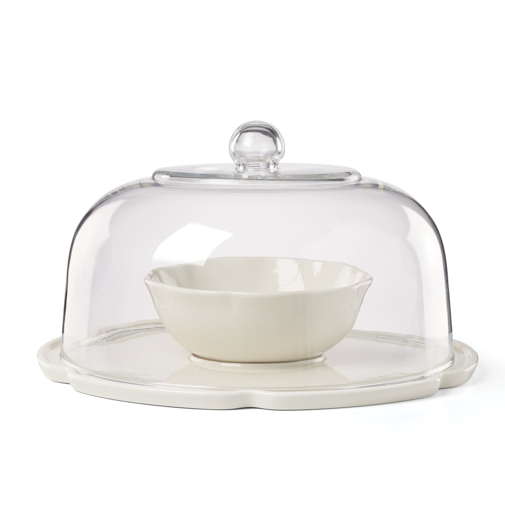 Lenox What a Treat Porcelain Cake Stand with Lid Platter Bowl for Festive Entertaining 897994