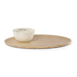 Lenox What a Treat Porcelain Bowl Nestled in Ash Wood Tray Elegant Serving Set 897995