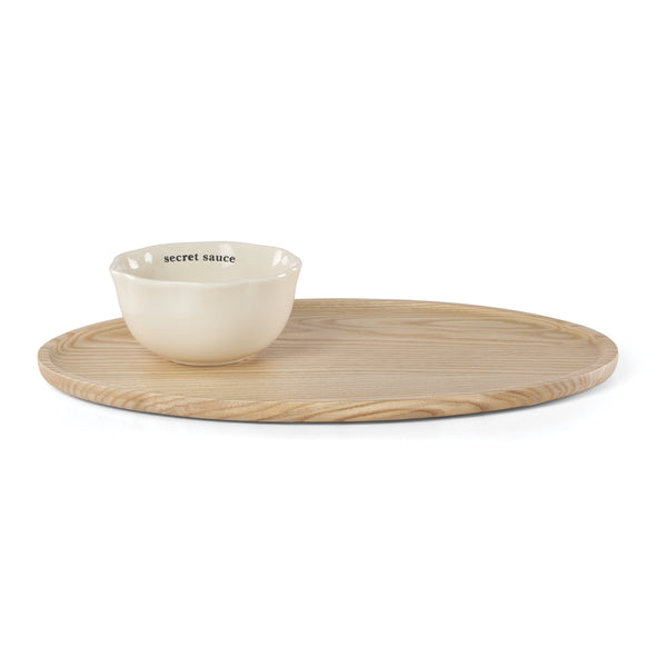 Lenox What a Treat Porcelain Bowl Nestled in Ash Wood Tray Elegant Serving Set 897995