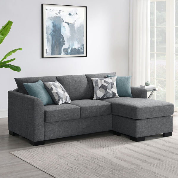English Elm Pacheco Upholstered Sleeper Sectional with Chaise and Pullout Bed, Patterned Pillows & Sturdy Frame Grey B062P375540