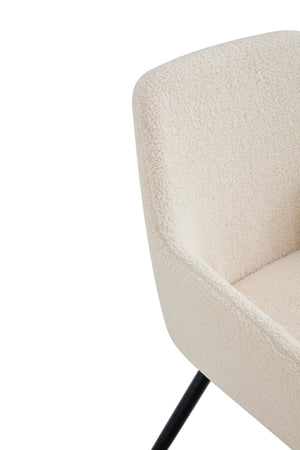 English Elm Leisure Modern Accent Arm Chairs Set Of 2 - Beige Teddy Fabric With Sturdy Black Metal Legs W370P203684