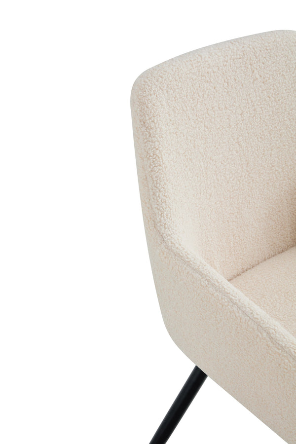 English Elm Leisure Modern Accent Arm Chairs Set Of 2 - Beige Teddy Fabric With Sturdy Black Metal Legs W370P203684