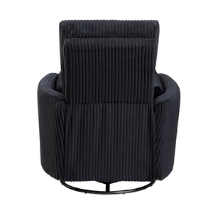 English Elm Black Corduroy Swivel Glider Recliner Chair - 360° Motion, Plush Cushioning, Sleek Black Upholstery B011P383307