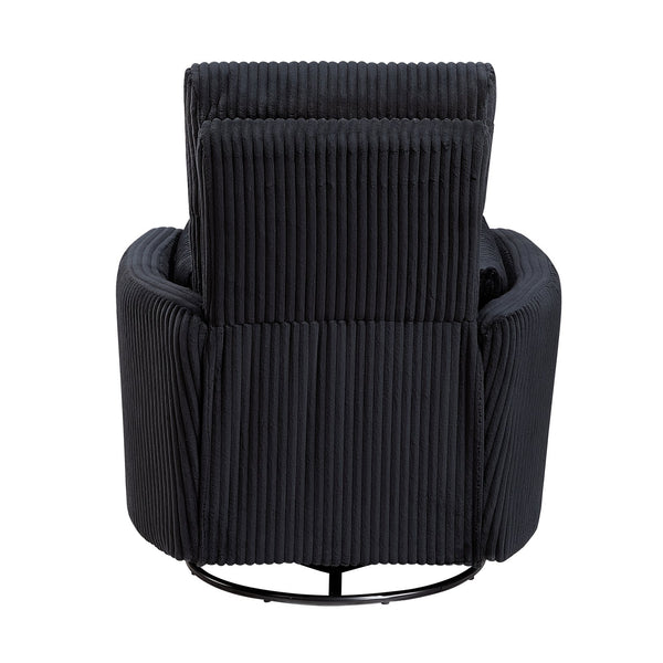 English Elm Black Corduroy Swivel Glider Recliner Chair - 360° Motion, Plush Cushioning, Sleek Black Upholstery B011P383307