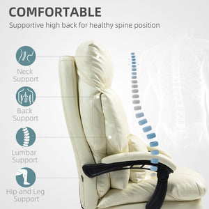 English Elm Office Massage Chair High Back Executive Recliner with Lumbar Heat and Footrest T3971P408806