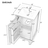 English Elm 20" Bathroom Vanity With Sink, Bathroom Cabinet With Soft Closing Door, Storage Rack and Adjustable Shelve, White