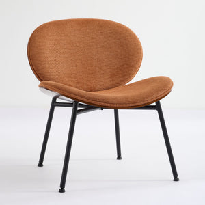 English Elm Mid-Century Shell Chair with Wood Grain Veneer, Curved Wide Seat, Metal-Wood Frame Holds 330+ lbs Orange W1143P214258