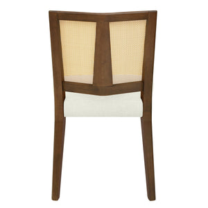 English Elm Christopher Knight Home® - Rattan Mid-Century Dining Chair Set of 2 with Woven Cane Back, Upholstered High-Density Seat Cushion Beige,Walnut N771P254006T
