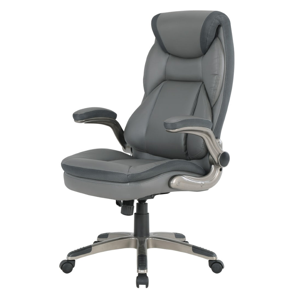 OSP Home Furnishings Exec Bonded Leather Office Chair with Lumbar Support Padded Arms and Ergonomic Tilt ECH17057-EC42