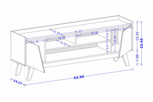 English Elm Marcus 63" TV Stand with Soft-Close Doors and Cable Management, Sturdy MDF Frame & Pine Legs White B365P397917