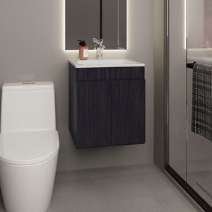 English Elm Bathroom Compact Vanity Cabinet 20.8" H – Engineered Wood Two-Door Storage, Modern Space-Saver Black 24.8 L x 22.83 W x 11.81 H B097P395872