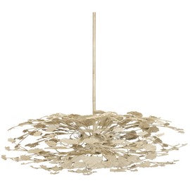 Maidenhair Cream Semi-Flush Mount Light Fixture - Nature-Inspired Design with Antique Pearl Finish