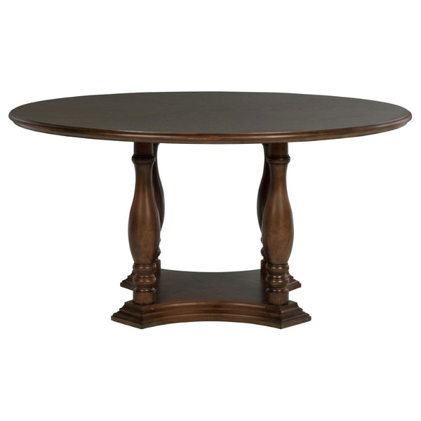 English Elm Claire Round Oak Veneer Pedestal Dining Table Seats Six with Turned Legs B062P447770