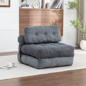English Elm Folding Floor Sofa Bed Convertible Lounge Chair with Shredded Foam Fill for Bedroom Dark Gray W2200P442794
