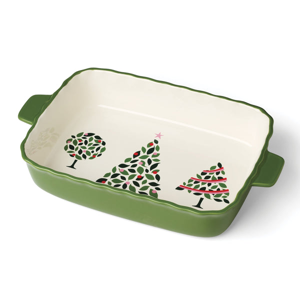 Lenox Evergreen Kate Spade Porcelain Baking Dish with Holiday Motif and Scalloped Rim for Festive Din 14.72 L x 9.21 W x 2.76 H 898011