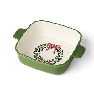 Lenox Evergreen Kate Spade Porcelain Baking Dish with Holiday Motif and Scalloped Rim for Festive Din 10.71 L x 8.39 W x 2.76 H 898014