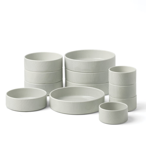 Lenox Modulus Glazed Porcelain Dinnerware Set with Zen Garden Texture Stackable for Everyday Tables 12-Piece Bowl Set 898017