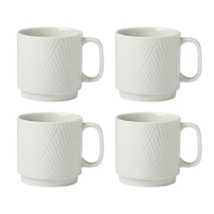 Lenox Modulus Glazed Porcelain Dinnerware Set with Zen Garden Texture Stackable for Everyday Tables Mugs, Set of 4 898027