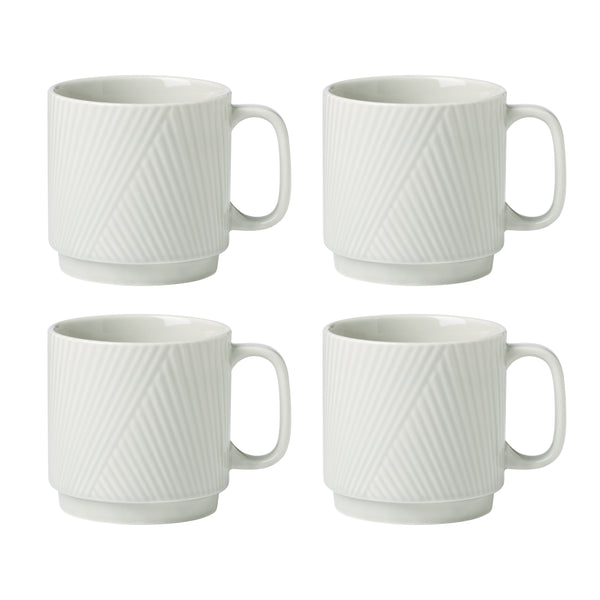 Lenox Modulus Glazed Porcelain Dinnerware Set with Zen Garden Texture Stackable for Everyday Tables Mugs, Set of 4 898027