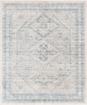 Unique Loom Noble Elizabeth Machine Made Medallion Rug Gray, Light Blue/Navy Blue/Ivory 9' 0" x 11' 3"