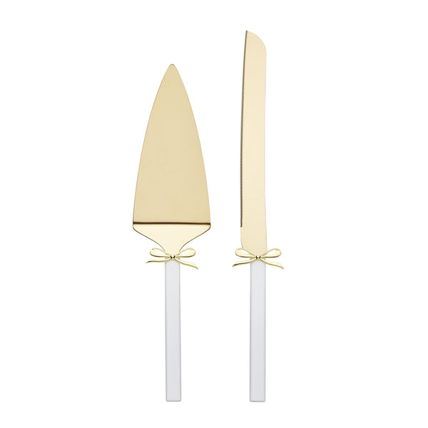 Lenox Happily Ever After Silverplate Cake Knife and Pie Server Set with Gold Bow Detail 898053