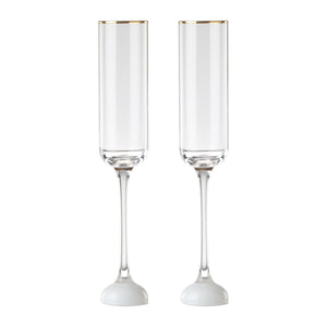 Lenox Happily Ever After Kate Spade Etched Crystal Champagne Flutes Wedding Gift Pair 898055