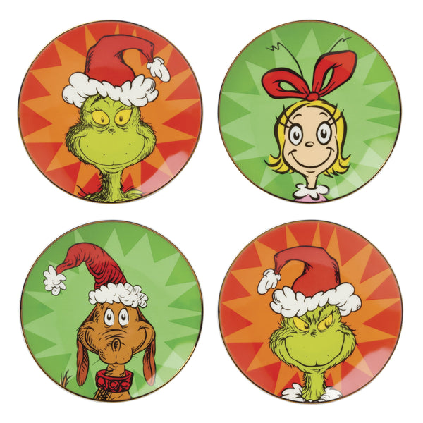 Lenox Merry Grinchmas Porcelain Tidbit Plate Set Whoville Holiday Characters for Festive Dining 898093