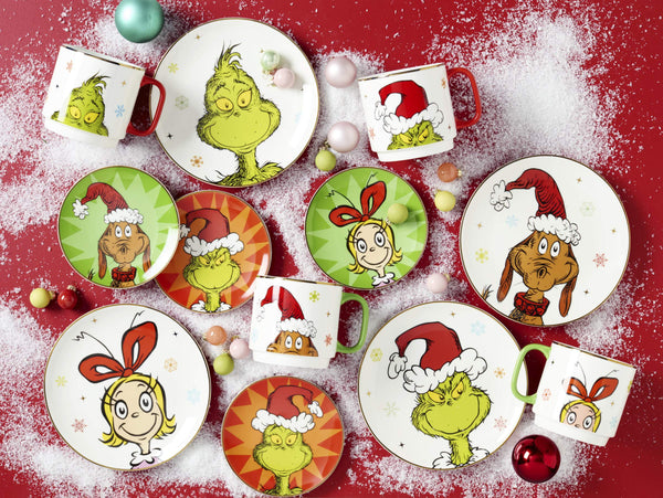 Lenox Merry Grinchmas Porcelain Tidbit Plate Set Whoville Holiday Characters for Festive Dining 898093