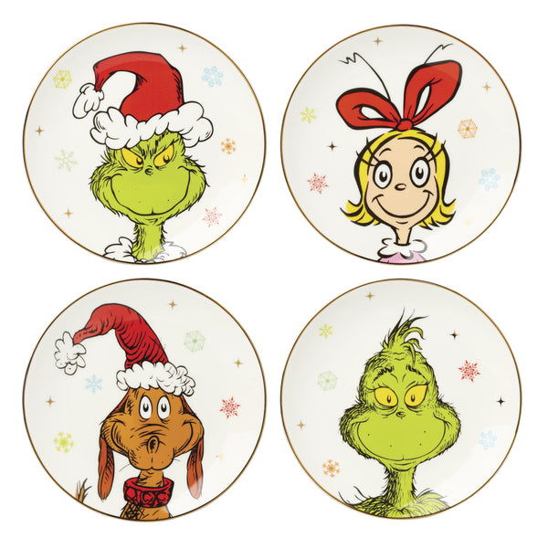 Lenox Merry Grinchmas Porcelain Accent Plates Set of 4 Whimsical Holiday Character Art 898094