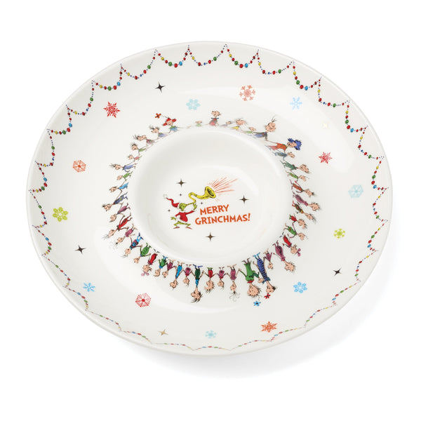 Lenox Merry Grinchmas Porcelain Chip and Dip Serving Bowl with Who-ville Holiday Art 898096