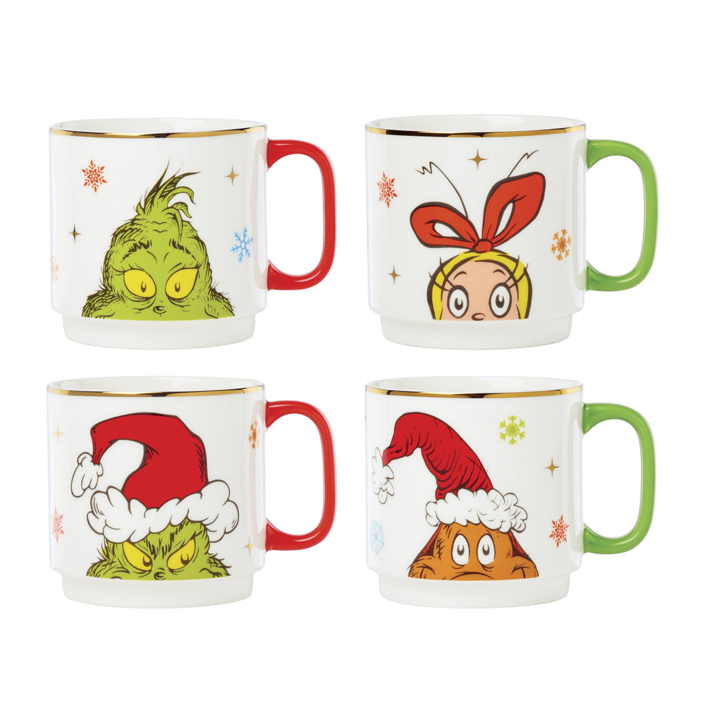 Lenox Merry Grinchmas Porcelain Mug Set Whoville Holiday Illustrated Character Collection Stackable 898097