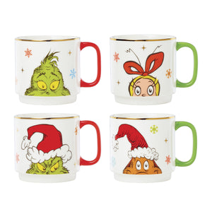 Lenox Merry Grinchmas Porcelain Mug Set Whoville Holiday Illustrated Character Collection Stackable 898097