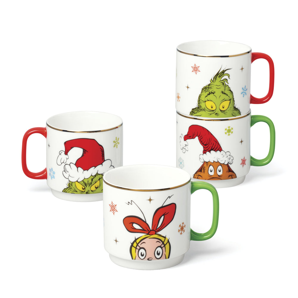 Lenox Merry Grinchmas Porcelain Mug Set Whoville Holiday Illustrated Character Collection Stackable 898097