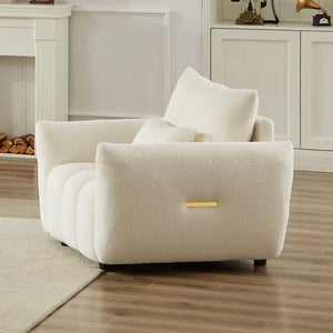 English Elm MH36.8''Teddy Modern lounge chair sofa with plush teddy upholstery, supportive wooden arms, 250lb capacity Beige W1193P314000