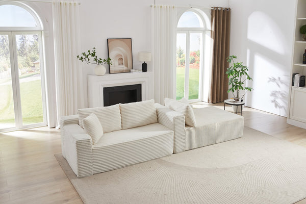 English Elm L-Shaped Modular Sectional Sofa – Effortless Comfort, No Assembly, Plush Corduroy For Living Spaces W2339P294925