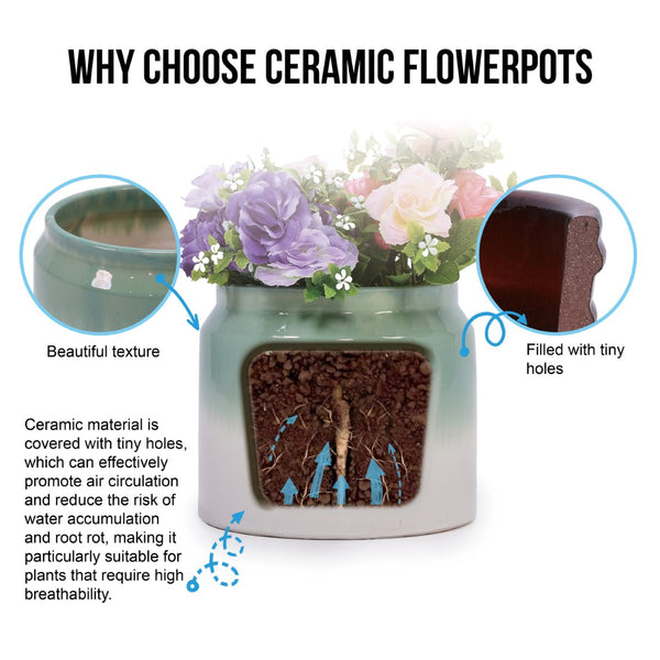 English Elm Set Of 2 Gradient Ceramic Flowerpots – Stylish Modern Planters For Indoor & Outdoor Décor Spaces! W3273P322302-GIGA