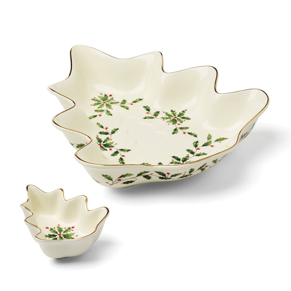 Lenox Holiday Tree Shaped Dolomite Chip and Dip Serving Set for Festive Entertaining 898187